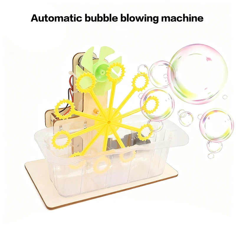 1 set di modelli di assemblaggio artigianali fai-da-te per bambini, macchina educativa per bolle, giocattolo educativo, regali per bambini