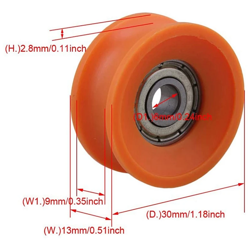 ตลับลูกปืนเคลือบพลาสติก6X30x13mm 12ชิ้นตลับลูกปืน606ZZ รูปตัวยูร่องลึกสำหรับรางล้อเลื่อน