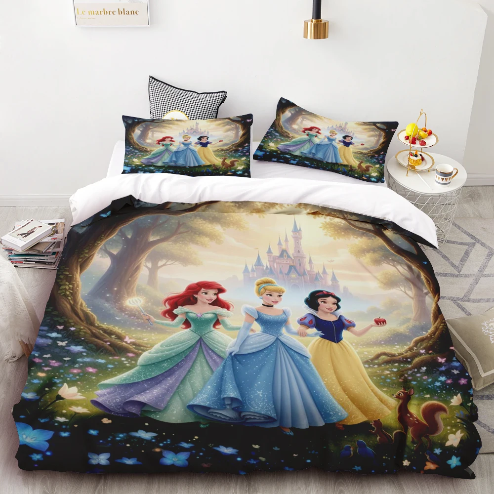 

Disney Princess Series Bedroom 3-Piece Set Duvet Cover Set Bedding Children'S Bedding Comforter Sets Queen Twin Home Anime