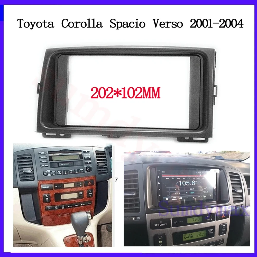 

7-дюймовая 2-дюймовая лицевая панель для Toyota Corolla Spacio Verso 2001-2004, комплект пластин, сменная отделка приборной панели, автомобильные аксессуары из АБС-пластика