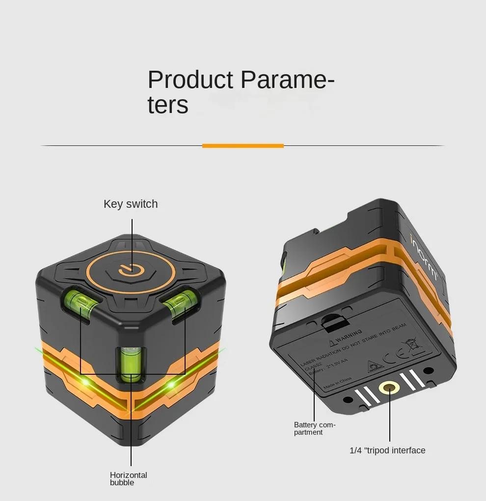 Portable mini laser level can hit 360 degree horizontal line outdoor strong light flash decoration measurement tool