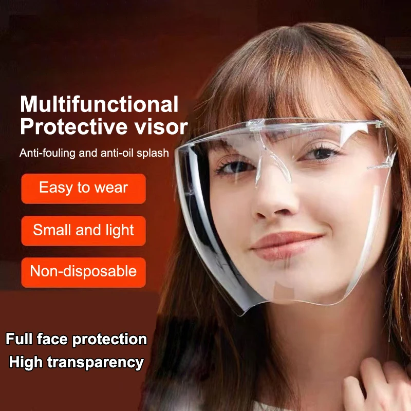 1PC Full Face Shield, Anti-Fog Safety Glasses with Transparent Visor, Protective Face Mask for Anti-Splash Work Sunglasses