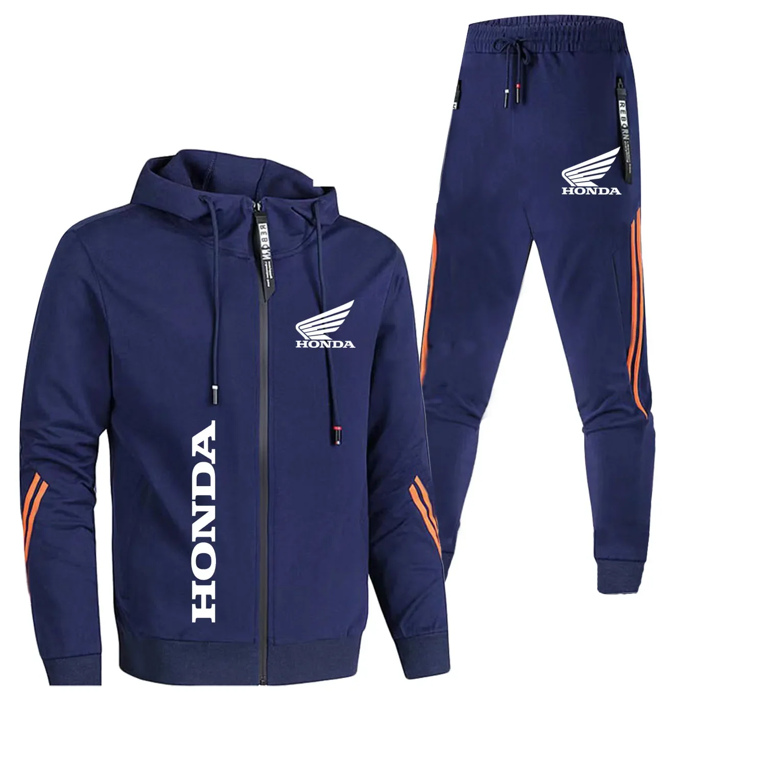 

Spring Autumn Honda Logo Printed Men set Sweatshirt Hoodies Honda Car Tracksuit Streetwear Male Fashion Outwear+Pants 2 Piece