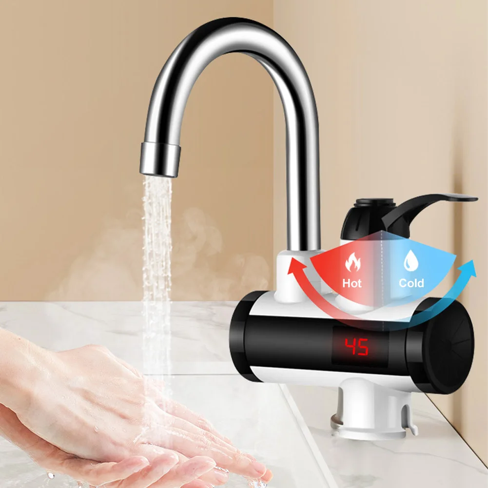 LED Electric Kitchen Water Heater Tap Instant Hot Water Faucet Heater Cold Heating Faucet Tankless Instantaneous Water Heater