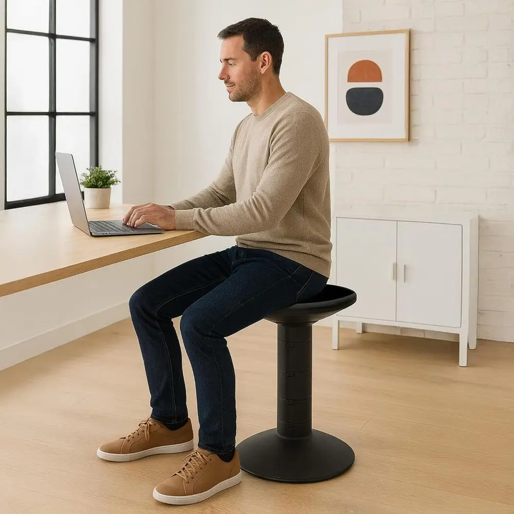 Flexible Active Seating: Adjustable Height Stool for Learning, 12-18 Inches, Black