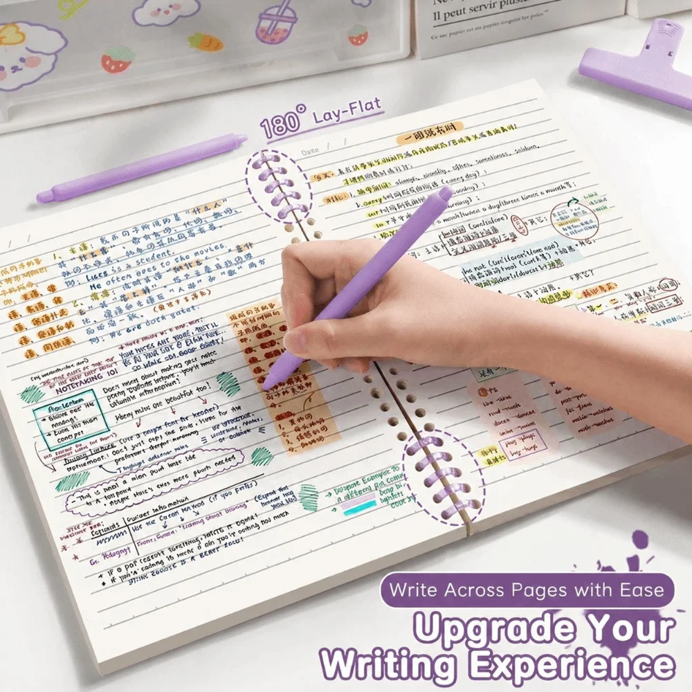 Durable A5/B5 Loose-leaf Notebook Detachable Gradient Color Binder Journal No-Burr Ring Binder Notebook Studnets