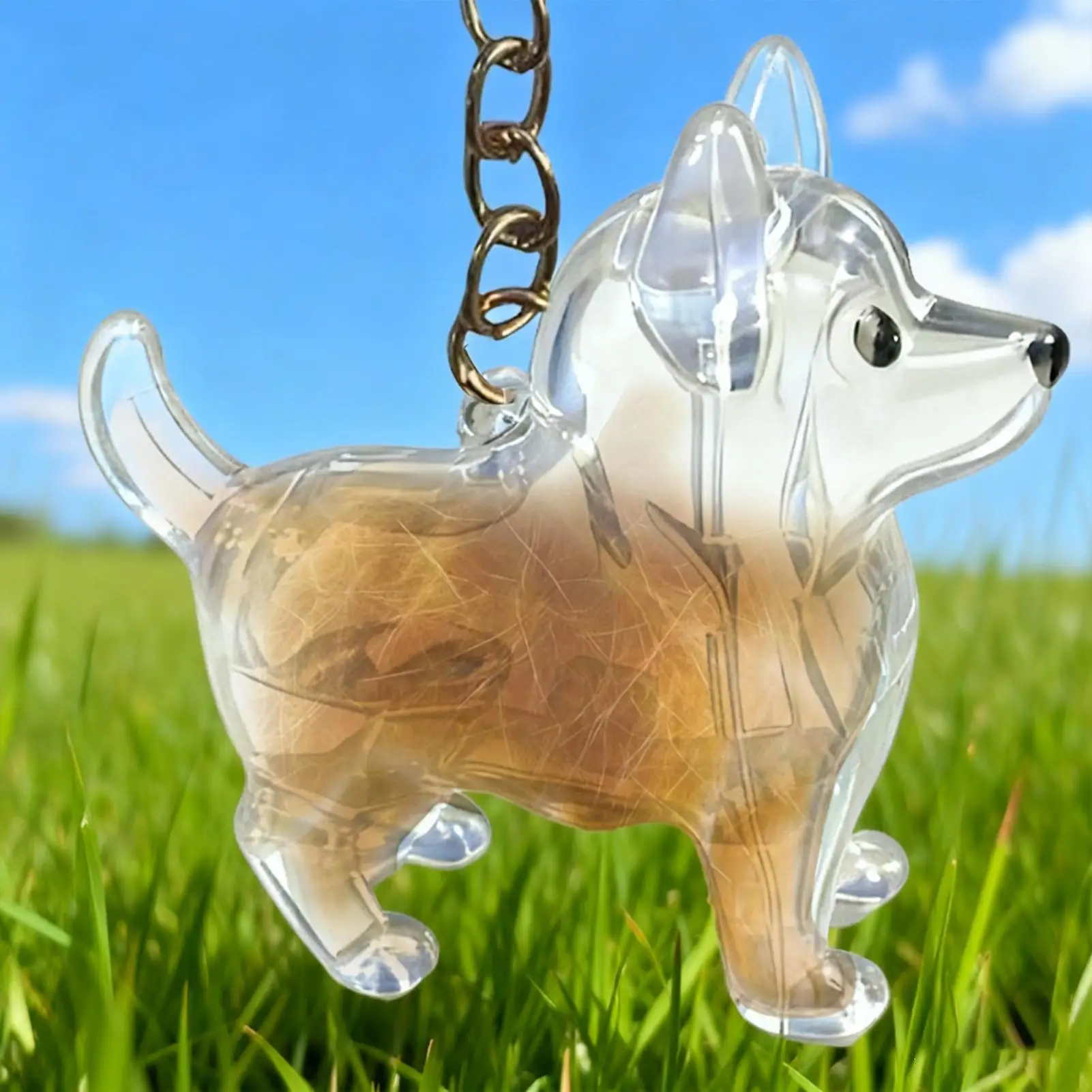 Transparent Puppy Hair Storage Box Dog And Cat Hair Collector Keychain Dog-Shaped Pet Hair Souvenir Bottle for Dog Lovers
