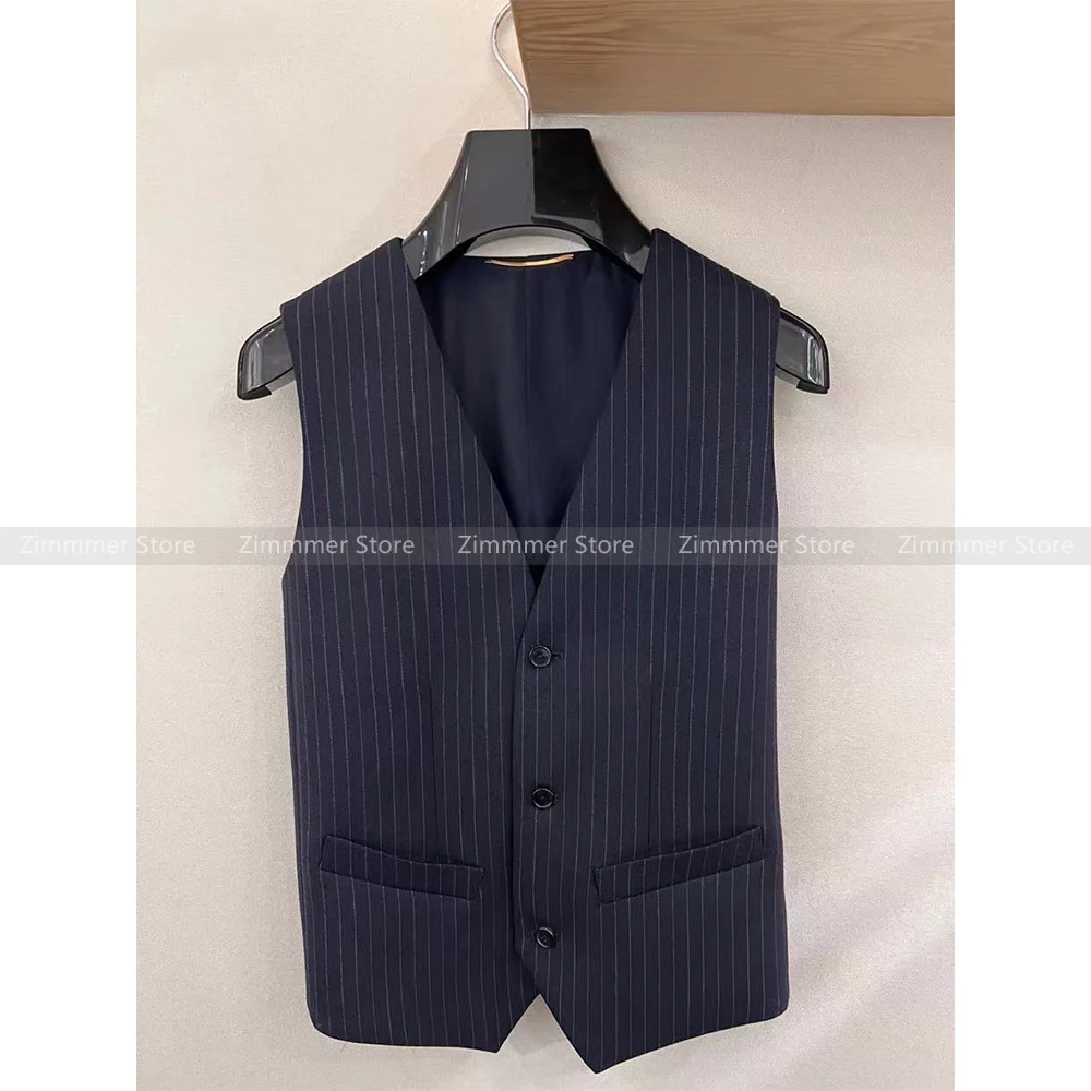 High quality! 2024 Spring Designer New V-neck Fashionable Temperament Sleeveless Peplum Loose Premium Vest Jacket Tops