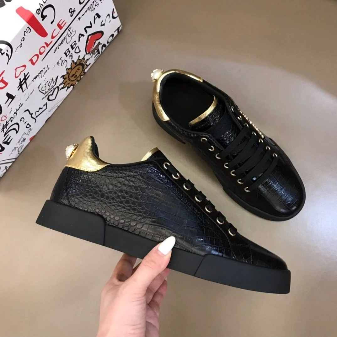 

2025 Fashion Men's New Light Luxury Trendy Brand Lace-Up Versatile Crocodile Texture White-Accent Casual Board Shoes