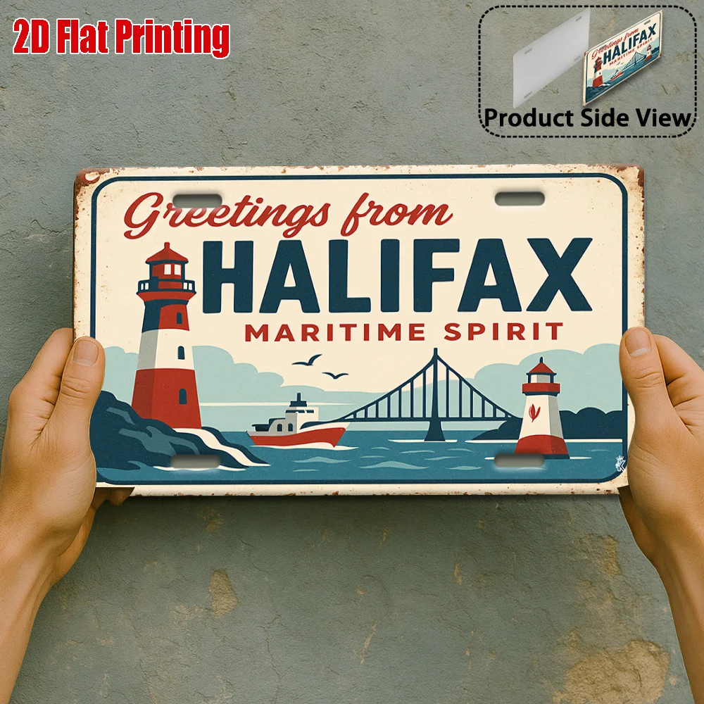 Plaque en métal vintage durable, décoration murale, art mural sur le thème de l'esprit maritime de Halifax pour la maison, le bureau, le bar ou la salle de jeux.