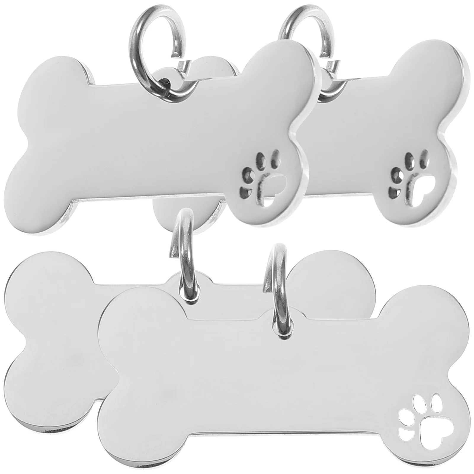 

4pcs Stainless Steel Pet ID Tags Personalized Dog Tags Bone-shaped Tags Engraved for Pets dog tags engraved for pets