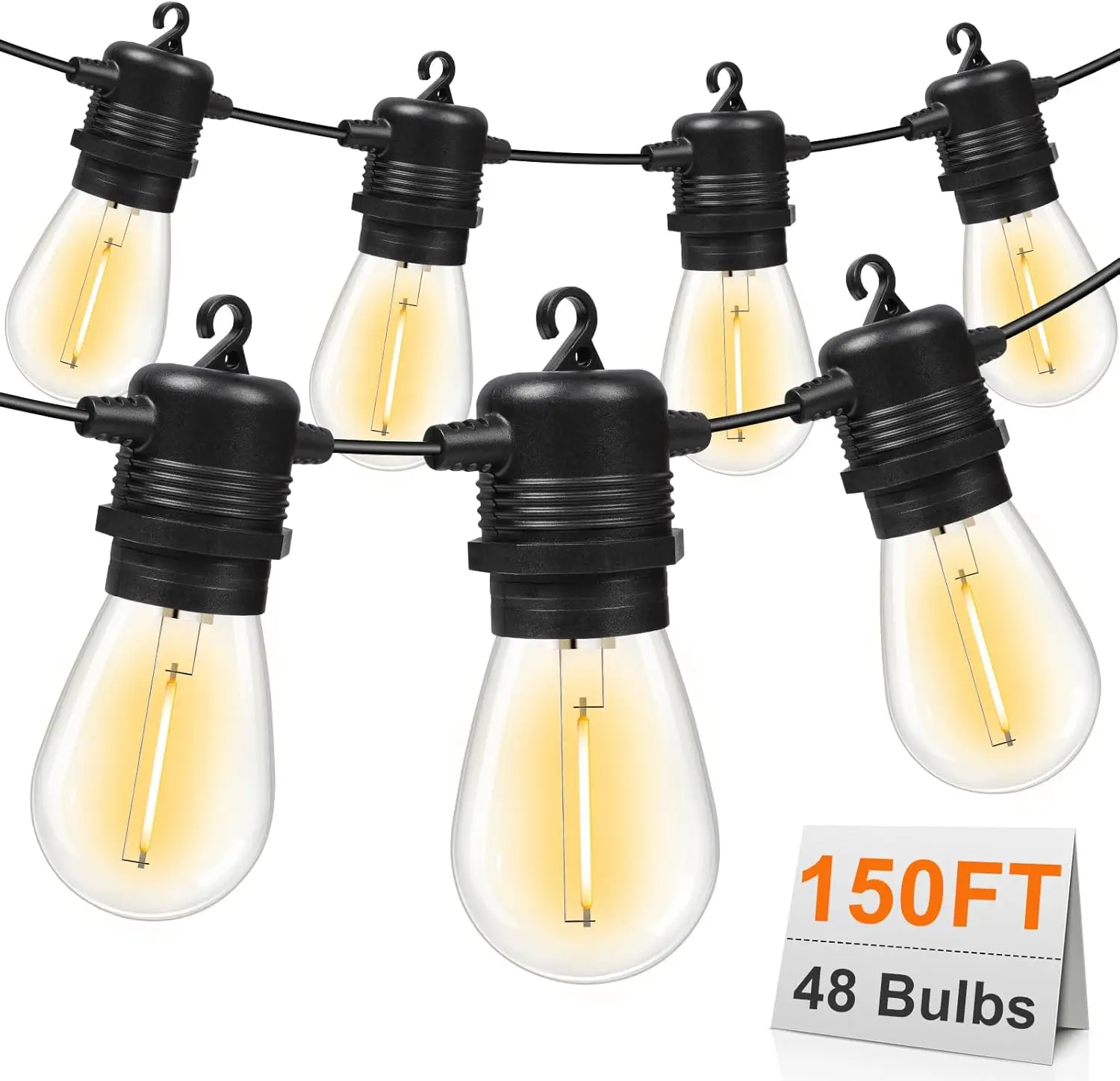 

150FT Waterproof LED String Lights with 45+3 Shatterproof Bulbs for Patio, Garden, and Balcony Decor