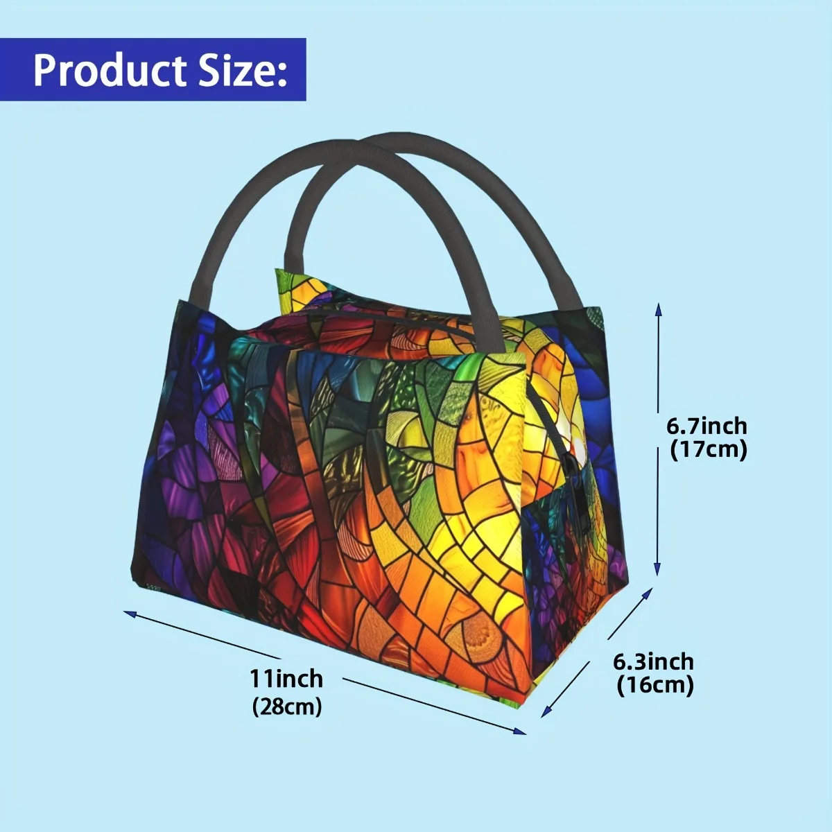 حقيبة غداء معزولة مستوحاة من الزجاج الملون - حقيبة حرارية مانعة للتسرب وقابلة لإعادة الاستخدام مع يجب اقتناؤها للتخييم