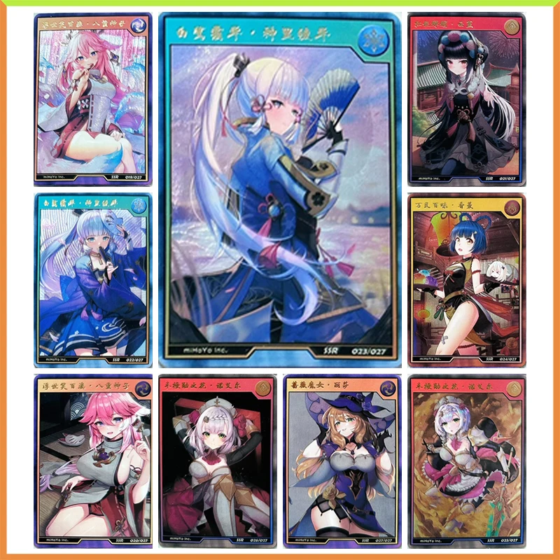 Anime Goddess Story DIY ACG Laser Refractive Desktop Games Flashcard Noelle Yun Jin Toys for boys Collectible Card Birthday Gift