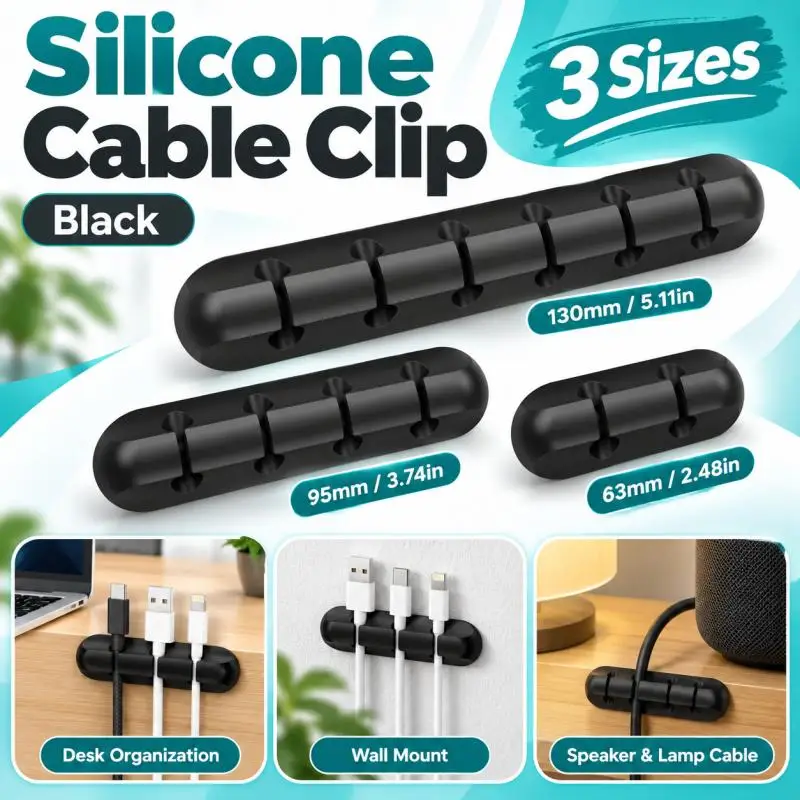 Silicone USB Cable Organizer Cable Winder Desktop Tidy Management Clips Cable Holder for Mouse Headphone Wire Organizer