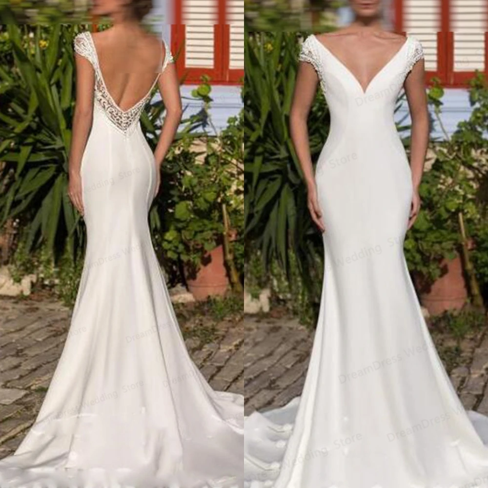 

Customized White Chiffon Sexy Mermaid Formal Wedding Dress Exquisite Appliques High Quality Bridal Party Delicate Bridal Gowns