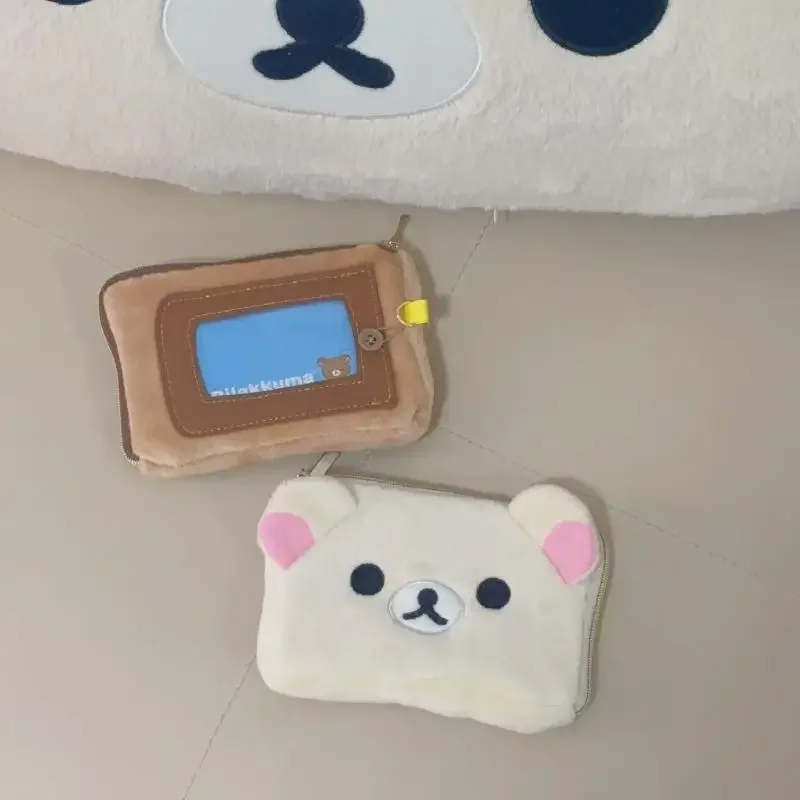 Kawaii peluche Rilakkuma frère ours soeur porte-monnaie ensemble de cartes zéro portefeuille mignon Anime stockage petit sac beau cadeau d'anniversaire