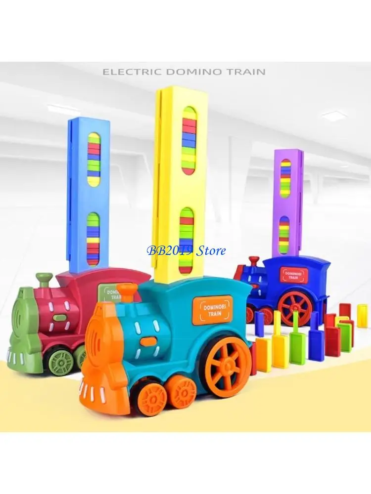 

Q0KB Electric Model Train with Dominoes Bricks Kiddie Sensory Education Learning Gift