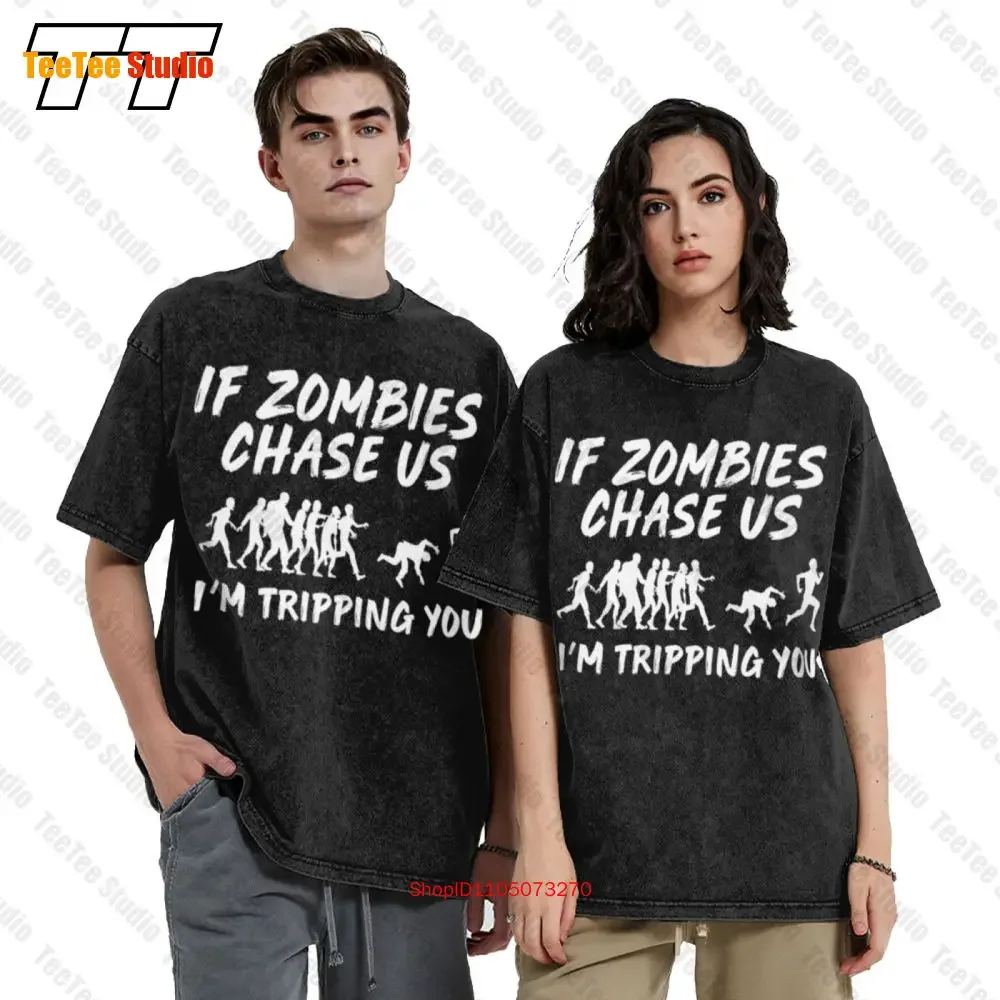 Zombie Chase Zombie Apocalypse Gamer Gift Vintage Oversized T-Shirt G2A4