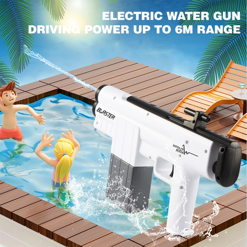 Water Gun Squirt Toys Kids Electric Continuous-fire Sci-fi Water Gun High-pressure Powerful Long-range Summer Children Gifts Toy