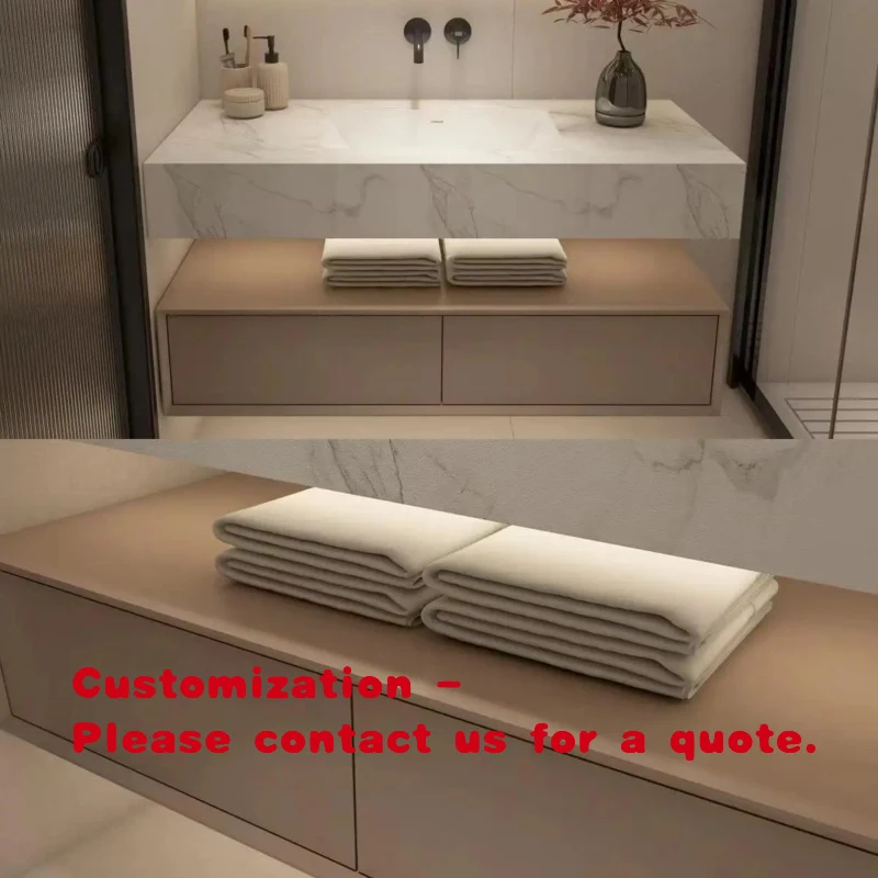 

Современный встроенный шкаф для ванной комнаты из каменной плиты и дерева, мебель для отелей с раковиной и столешницей