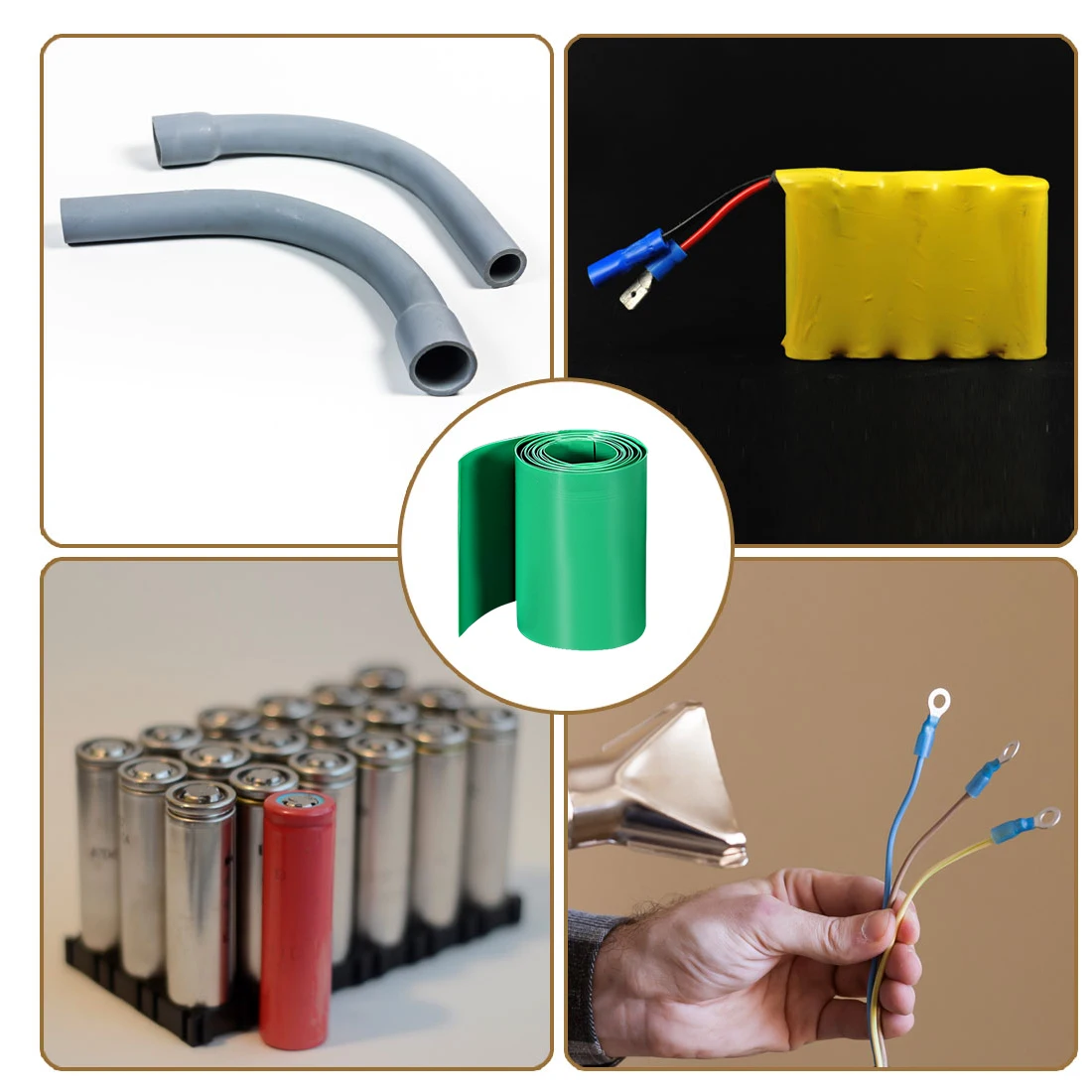 1/2/3/5Meter PVC Heat Shrink Tubing 20-102mm Diameter 31-160mm Flat Width Pre Cut Heat Shrink Wrap Tube for Power Supplies Green