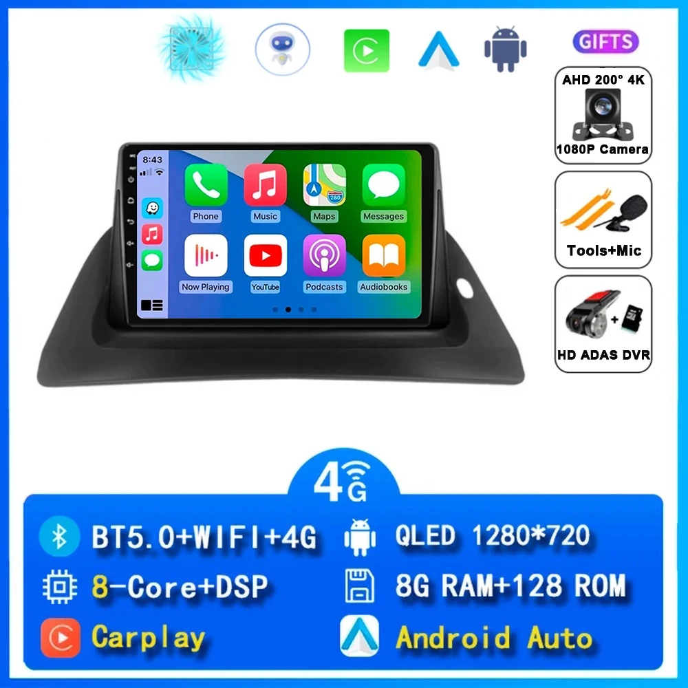 Voor Renault Kangoo 2008-2018 2 Din Android 15 Autoradio Multimedia Speler Carplay Autoradio Stereo GPS IPS 2K QLED 4G Head Unit