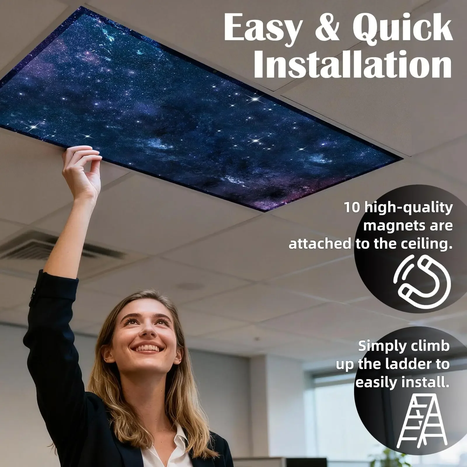 1Pcs Fluorescent Light Covers Light Covers for Ceiling Lights Classroom, Magnetic Light Filters for Office, Hospitals, Home