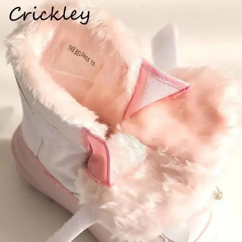 子供用スノーブーツ,男の子と女の子用のユニコーンパターン付き防水ブーツ,暖かいぬいぐるみ,滑り止め