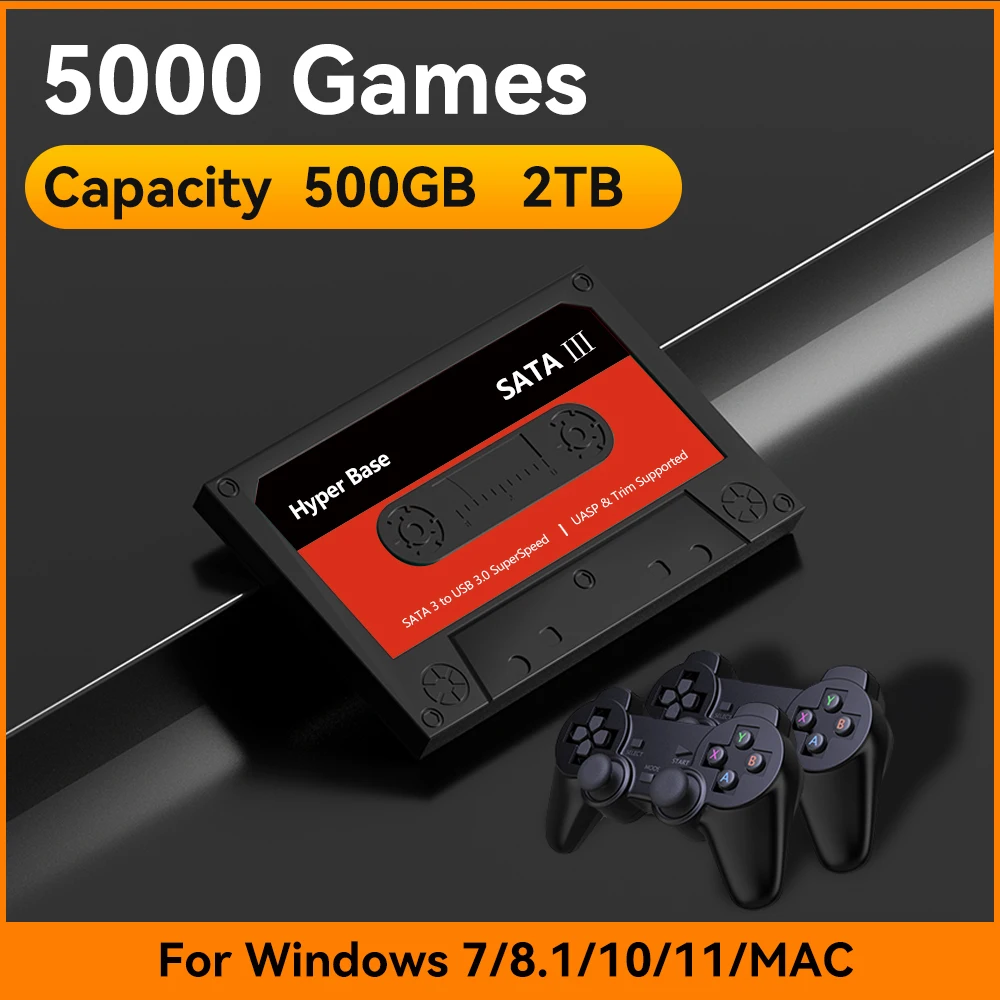 500GB/2TB Batocera External Game Hard Drive 3D Games For PS3/PS2/PS1/Game Cube/Sega Saturn/N64 Retro Gaming HDD For Windows/MAC