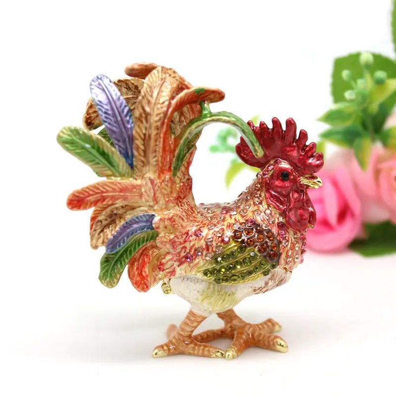 

Enamel color craft metal creative small ornaments, zodiac rooster jewelry, fortune seeking feng shui home decoration