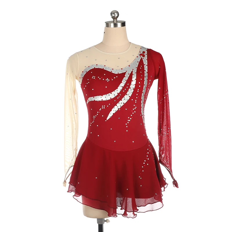 Nasinaya Figure Skating Dress Customized Competition Women's Children's Blue Silver Sparkling Artistic Gymnastics Performance