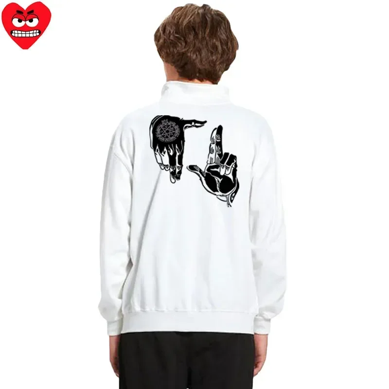 Break Egg Men Jacket Cotton Cartoon Cute Heart Embroidered Frog Printed Collar Zipper Pocket Wool Fit Casual Autumn Jacket Coat