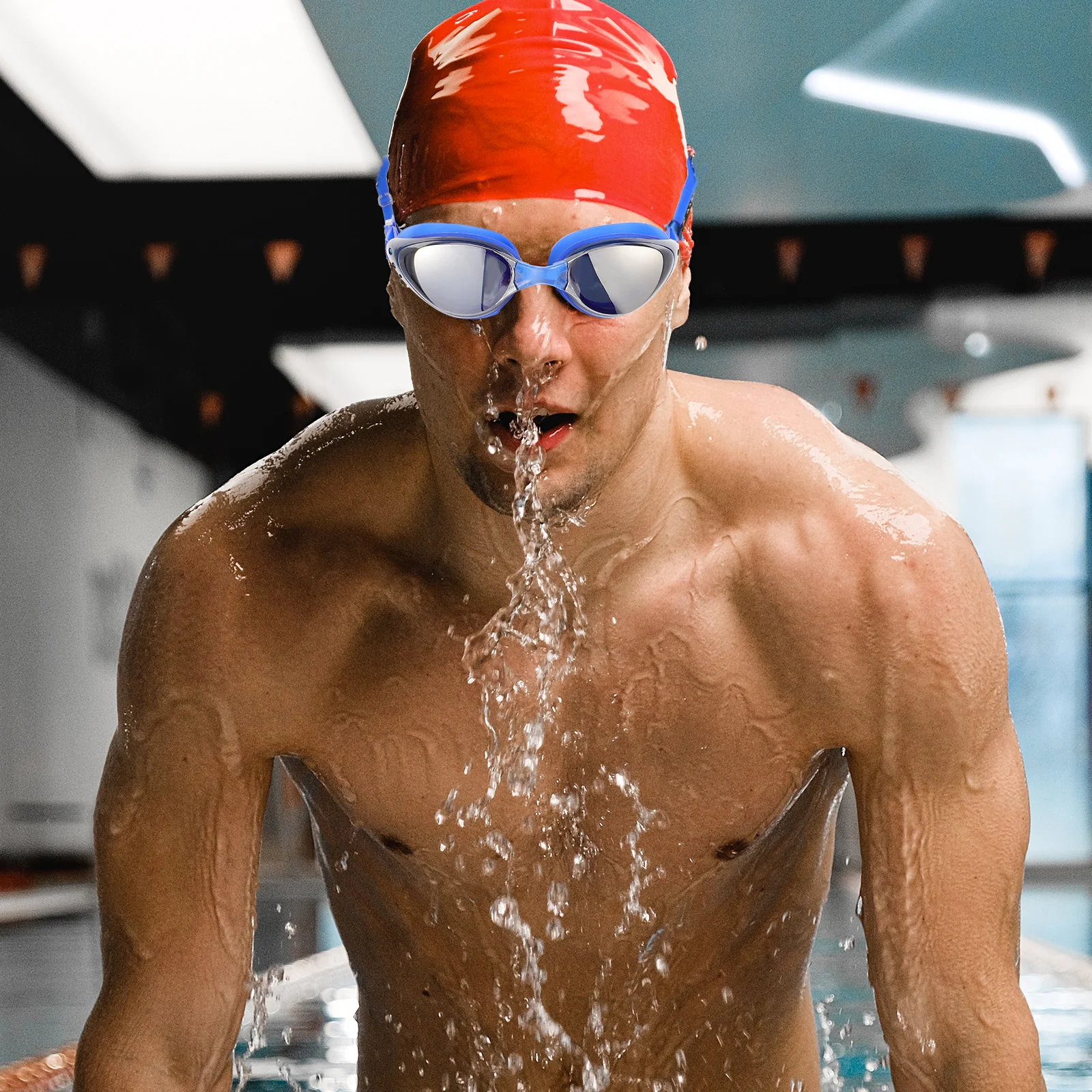 

Dl603 Adult Unisex Swimming Goggles Dark Blue Adjustable Non-Fogging Anti-Uv Waterproof Silicone Seal Ergonomic Design