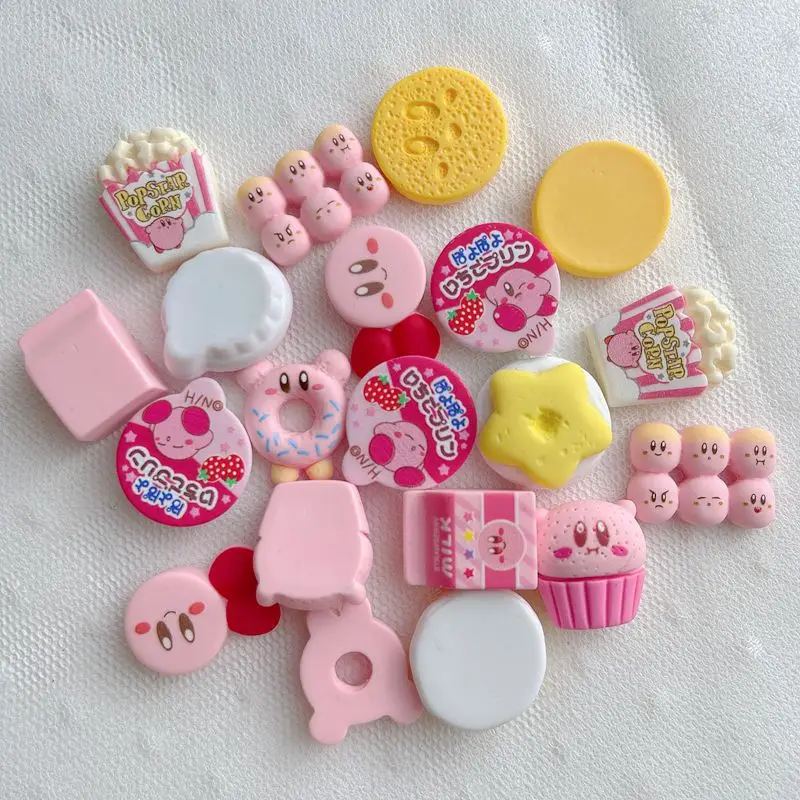 5pcs Matte Kirby Cartoon Resin Accessories Photo Frame DIY Mobile Phone Case Junk Charms Handmade Resin Flatback Cabochon