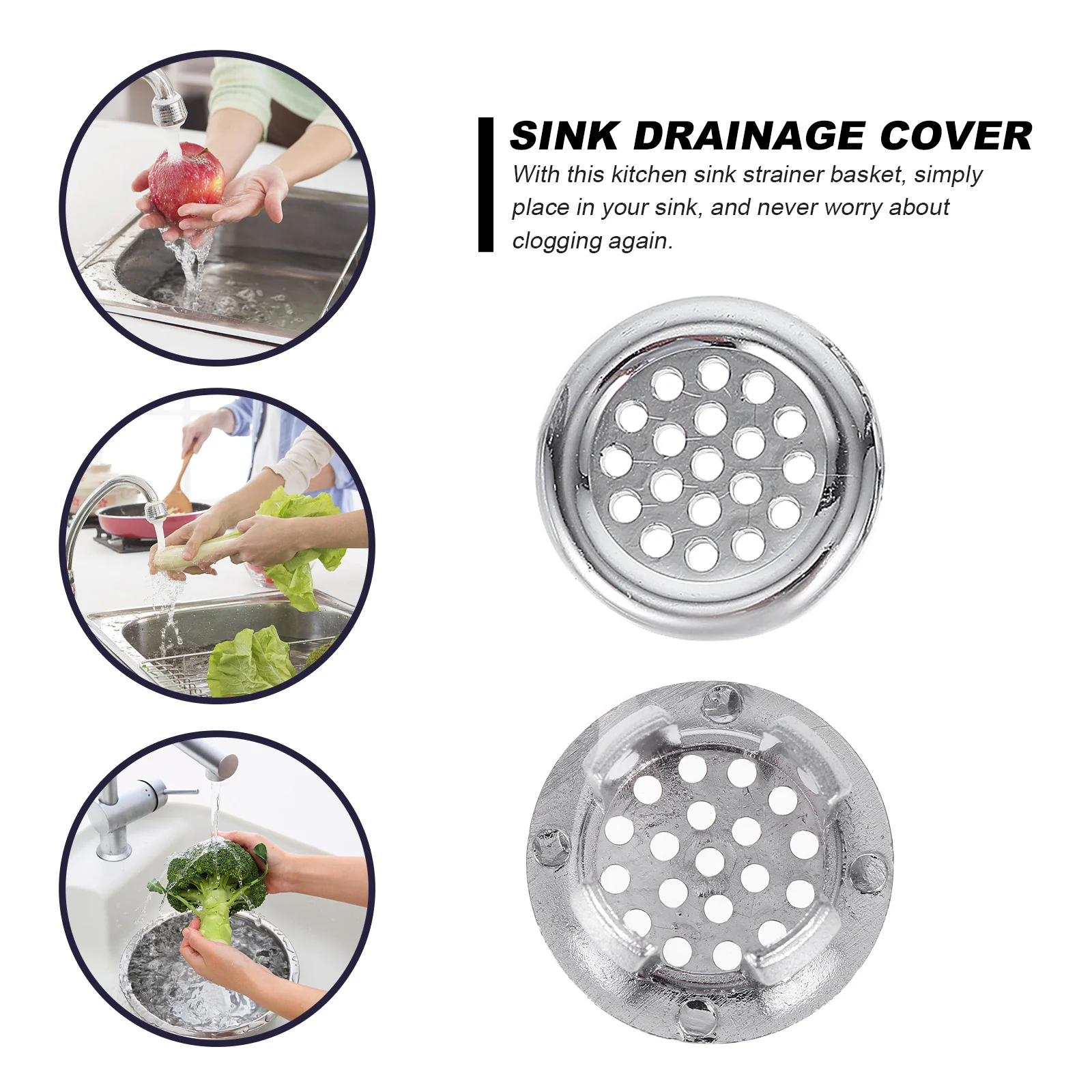 2 مجموعة مصفاة حوض سلة الفولاذ المقاوم للصدأ غرامة شبكة تصميم متعدد حفرة ل بالوعة المطبخ تصفية تصفية أداة دائم سهلة التنظيف #1