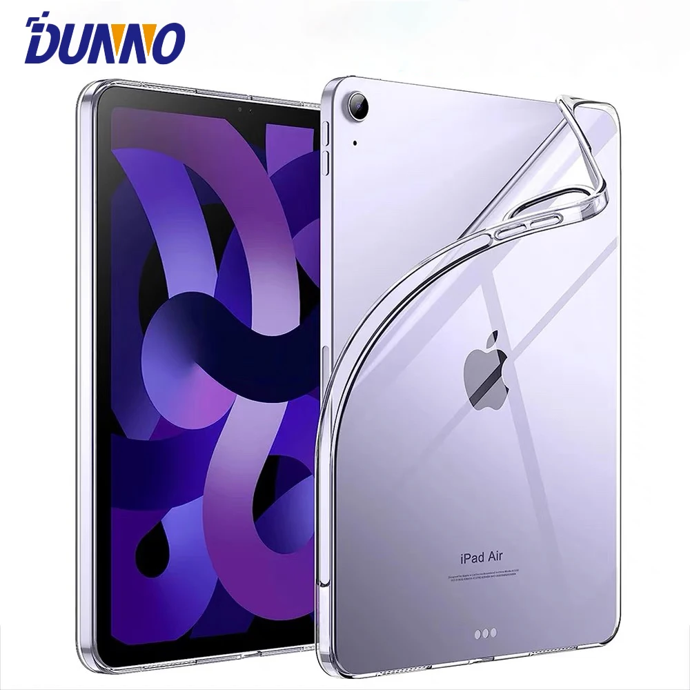 For iPad Air 11in M2 2024 Pro 11/13in M4 Case for iPad 10/9/8/7/6/5 Gen Air 4/5th 10.9 3rd 10.5 Mini 6 7 Transparent TPU Cover