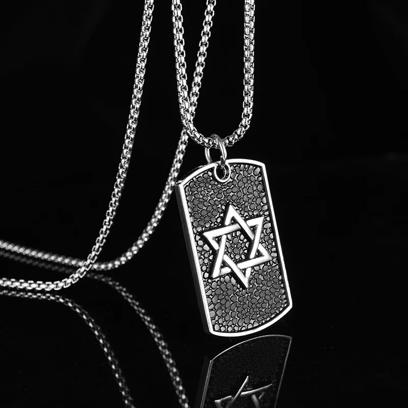 Solomon Punk Star of David Pendant Necklace Stainless Steel Hexagram Lucky Aumlet Hip Hop Judaism Titanium Motorcycle Jewelry