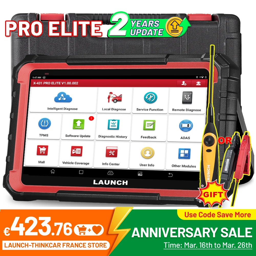 LAUNCH X431 PRO Elite OBD2 diagnostic tool CAN FD DOIP ECU Coding 31+ Reset Full System Scanner FCA Autoauth 2 Years Free Update