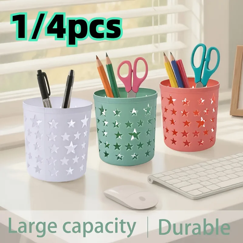 1/4pcs Cute Hollow Star Pen Holder Brush Pencil Storage Container Desk Organizer Stationery Pen Holder Kids Gift Office Supplies