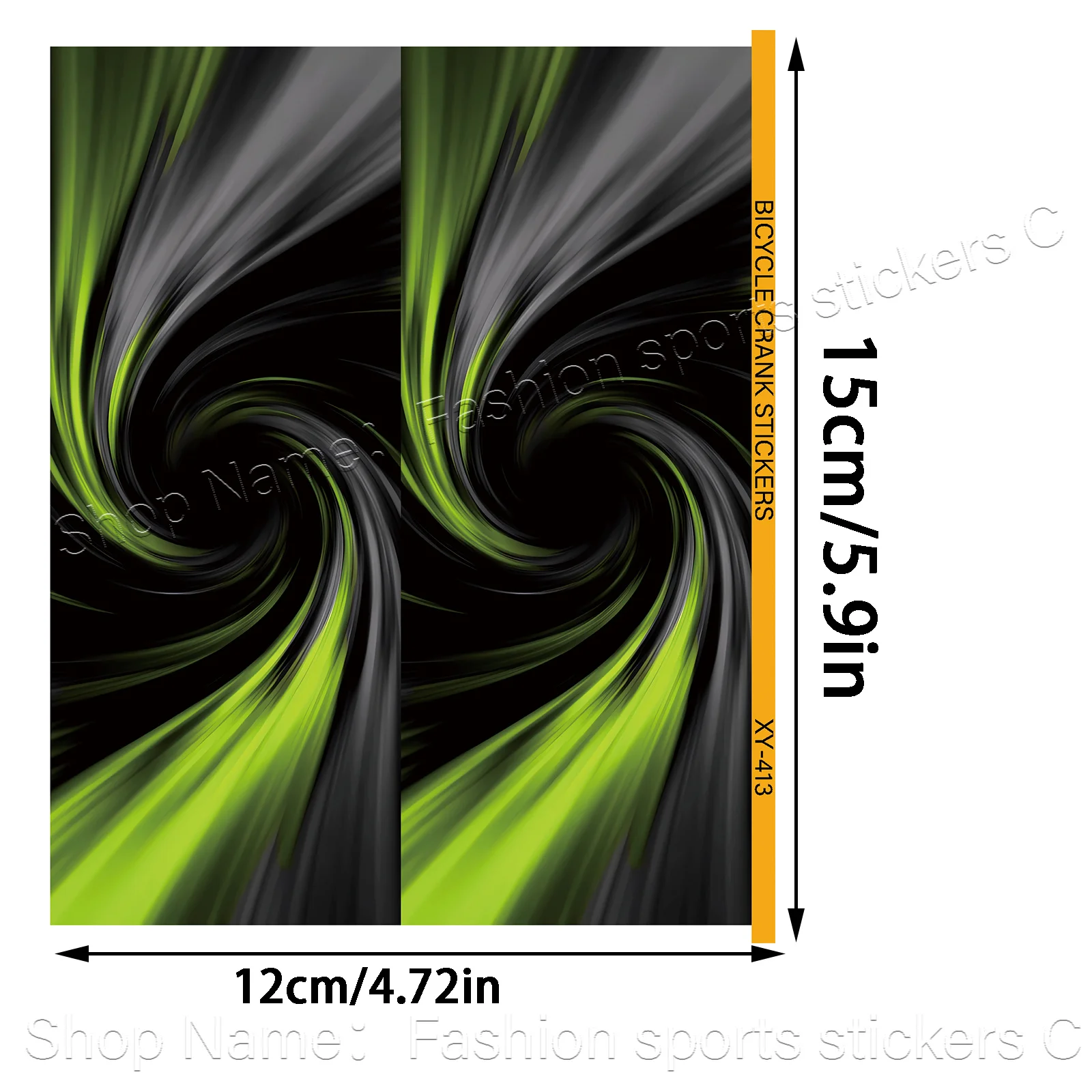 2PCS Green Swirl Bike Crank Sticker Waterproof Scratch Resistant Removable Vinyl Decal MTB Road Bicycle Accessories
