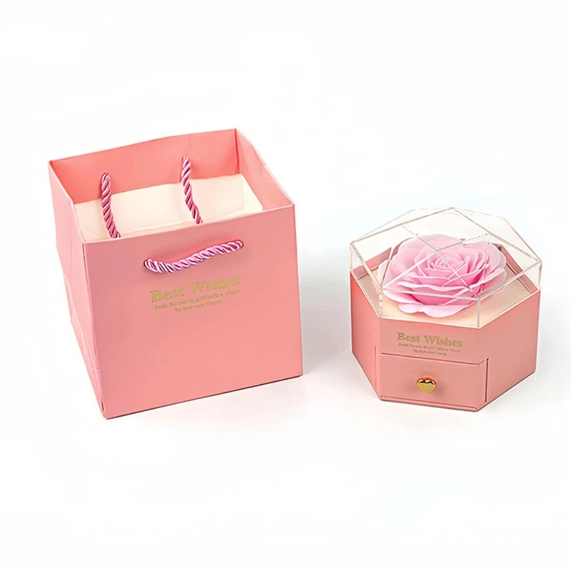 

Creative Hexagon Designs Flower Jewelry Holder Symbolizing Everlastings Love for Proposals and Anniversaries Storage