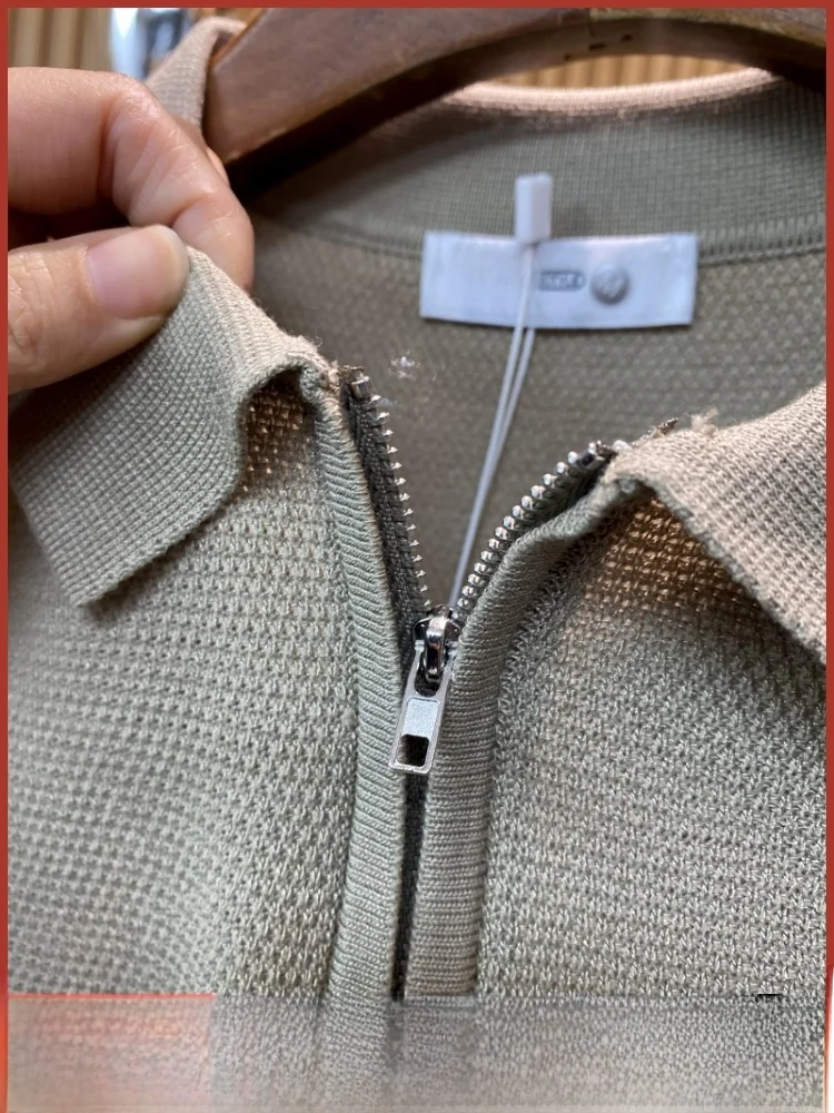 

Вязаная футболка с воротником-молнией ort Sve Легкая летняя модная повседневная молодежная футболка свободного покроя