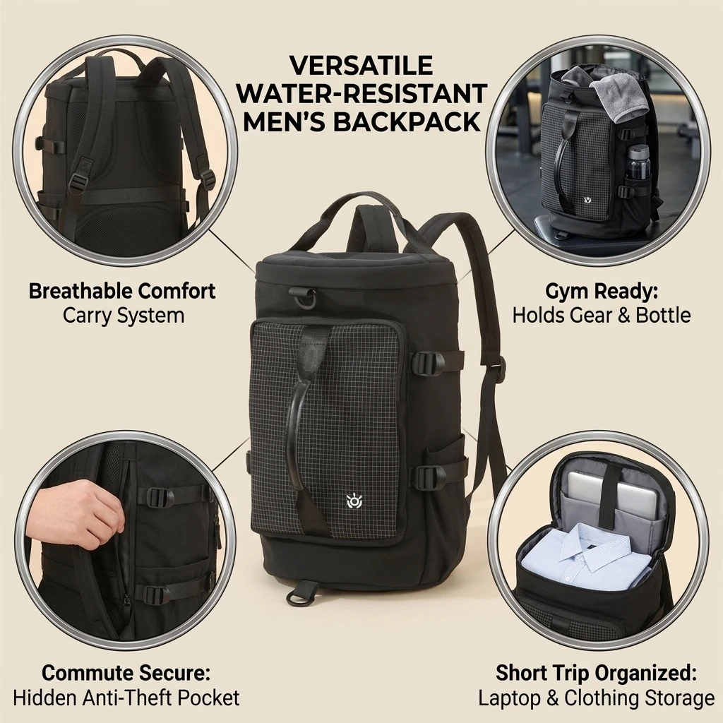 Backpack Stylish Business Travel Bag for Men Waterproof Oxford Cloth Laptop Rucksack Gym Sport School Commute Essentials view 5