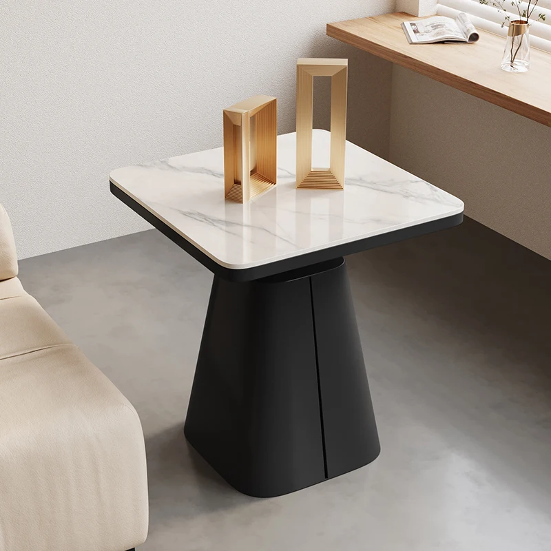 الأثاث أريكة طاولة القهوة الجانبية الخفيفة الفاخرة عالية الشعور مربع لوح الصخور الزاوية عدد قليل من الرياح الكريمية لغرفة المعيشة #2