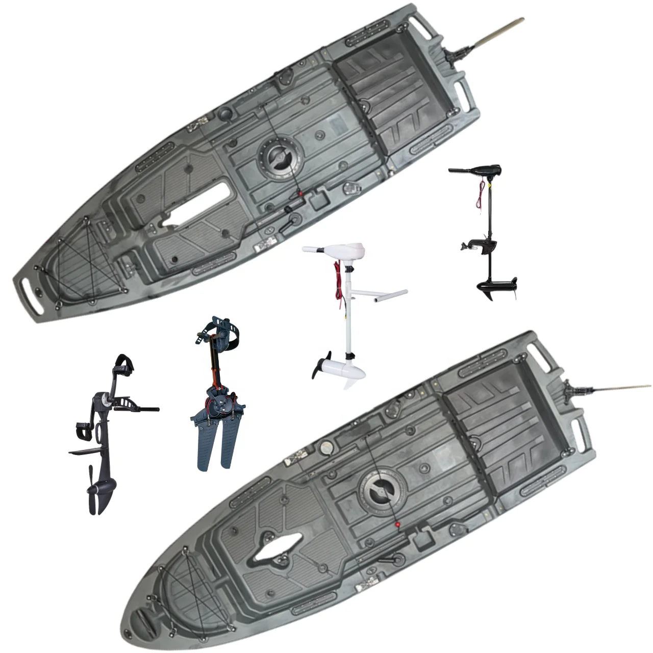 

LSF 2 Pieces Modular Detachable Kayak for 3 Power Systems with Kick up and Propeller Foot Pedal Motor Kayak for Choosing