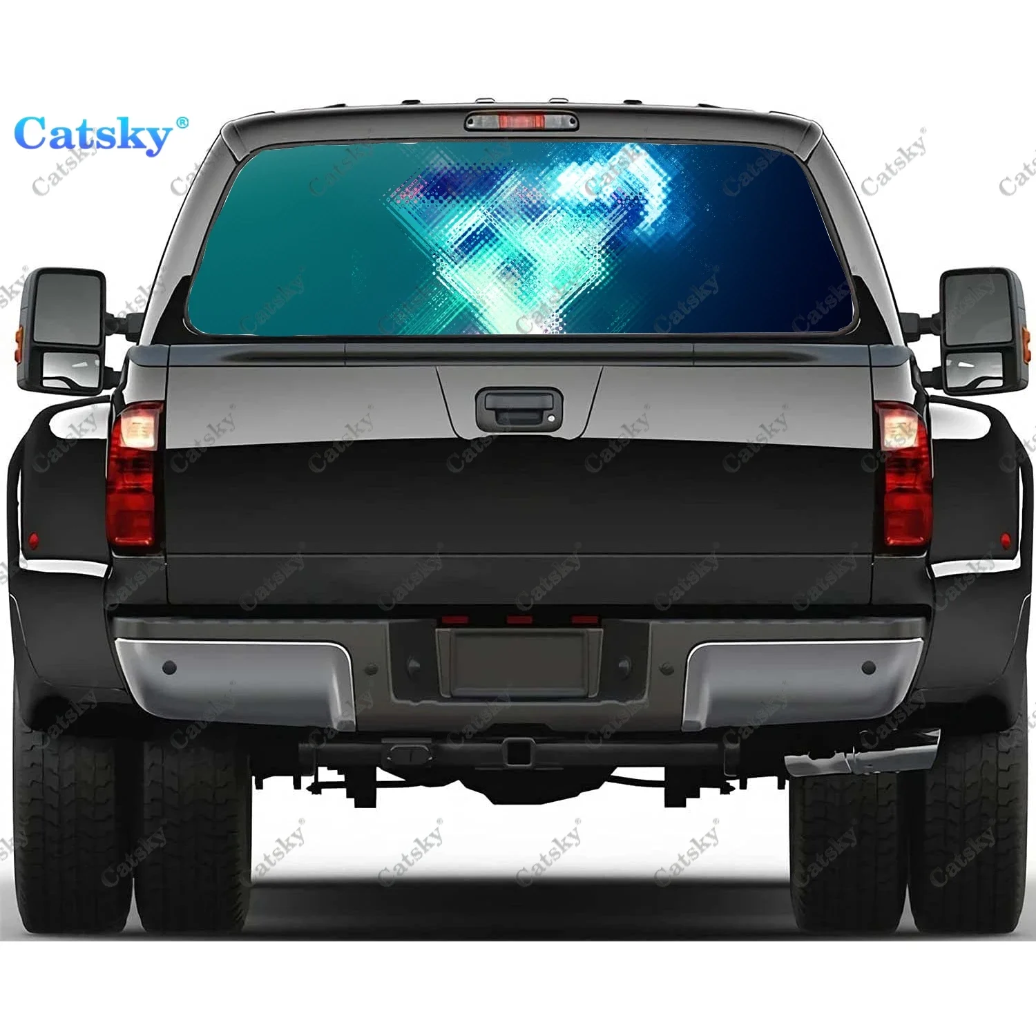 

Diamond Rear Window Decals for Truck,Pickup Window Decal,Rear Window Tint Graphic Perforated Vinyl Truck Stickers