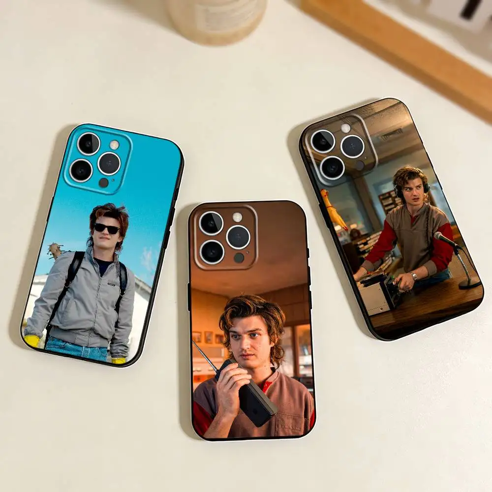 Funda de silicona suave negra para iPhone 17, 16, 15, 14, 13, 12, 11 Plus, Pro Max, XS con diseño de Mom S-Steve Harrington y Steve Joe Keery