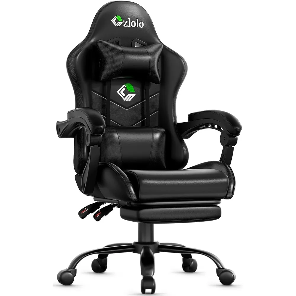 

Ergonomic Office Computer Chair with Footrest, Lumbar Support and Massage, Thick Seat Cushion, and Height Adjustable