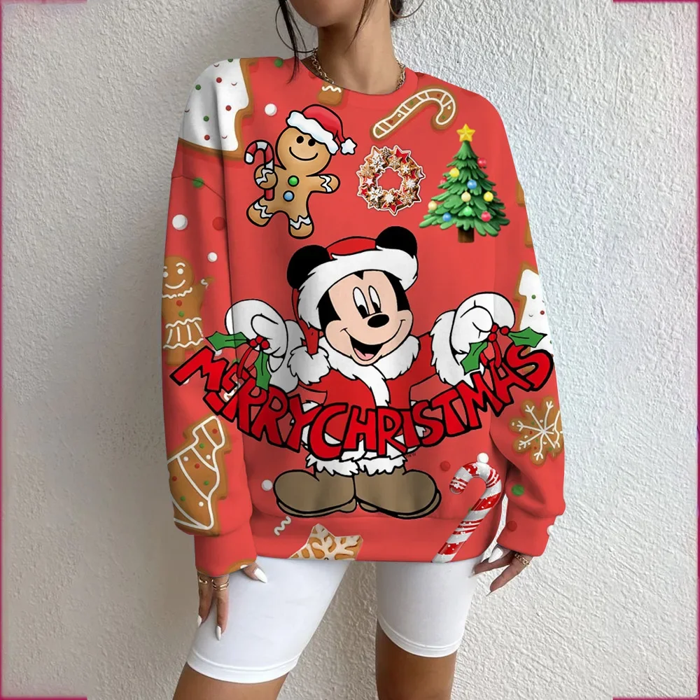 Women's Sports Pullovers O Neck Disney Christmas Series Print Loose Casual Pullovers Fashion Long Sleeve Hoodies for Women
